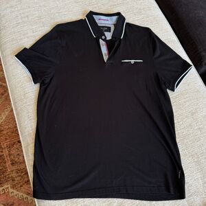Ted Baker Men's Short Sleeve Preppy Polo Black w/White Trim Sz 6